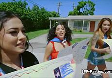 Cuban Big Tit Sluts Sharing Hard Cock in Wild Foursome Action