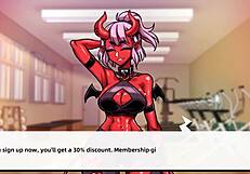 lewd gym game: succubus gives blowjob on first day