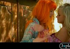 Two Petite Babes Engage in Outdoor Lesbian Licking and Fingering Session