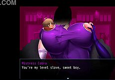 Mistress's boobs get sucked in hentai game.