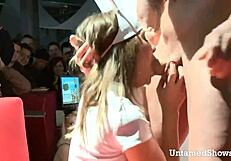 Hot stripper nurse swallowing cock on stage! 😍