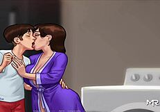 In summertime saga, debts paid lead to emotional teen sex scene.