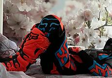 gay biker in motocross costume gets boots tread 😏