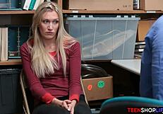 Stepdaughter offers herself to save her stepmom from shoplifting consequences.