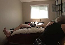 Milf teases bound boyfriend's sensitive feet and cock boldly, part 1