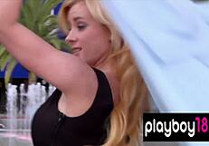 Blonde Ukrainian Hottie Sasha Bonilova Exposes Massive Natural Tits