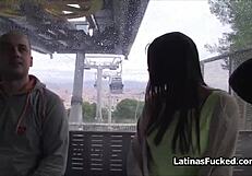 Fucking big tit Latina flasher in wild outdoor action