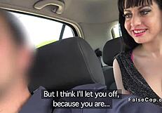 British fake cop interacts with busty Spanish babe in outdoor setting