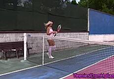 i watch this smalltits tennis teen rub her pussy outdoors in stockings