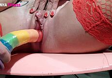 Athletic Girl Masturbates with Toy in Close-Up POV