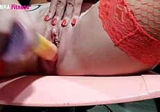 Athletic Girl Masturbates with Toy in Close-Up POV