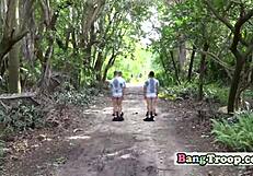 Gay troopers train in the woods for public gangbang action