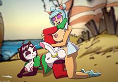 megumi and yaya panda explore their furry asses in anime hentai adventure