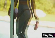 hot all natural blondie jillisa lynn works out outdoor