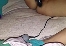 Using rabbit toy for solo masturbation