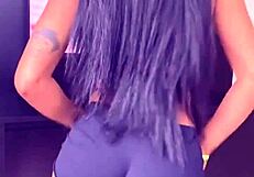 Watch the Latina dancing and crossdressing before cumshot in amateur video