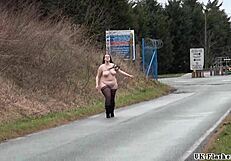fat amateur emma flashes nude outdoors for voyeur thrills