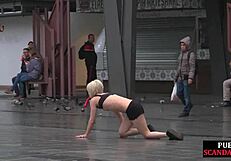 Public slut endures street humiliation by domina