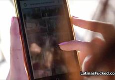 Braless latina teen bends over intensely for blowjob to earn free rent.