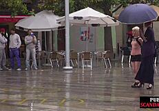 Public slut endures street humiliation by domina