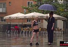 Public slut endures street humiliation by domina