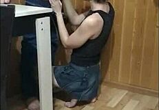 Teen Milf Gives Intense Blowjob On Balcony While Guests Walk By