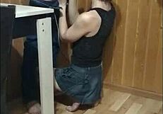 Teen Milf Gives Intense Blowjob On Balcony While Guests Walk By