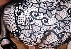 Milf Wife in Stockings Teases Her Wet Pussy Solo