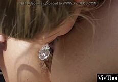 sexy blondes lesbian lover is wearing a buttplug watch her fuck the brunettes tight ass