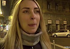 German scout bangs 18-year-old Amaris in raw public casting. No protection needed