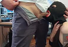 I feed my submissive partner in lingerie