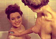 vintage lesbian lovers sharing intimate moments in retro setting