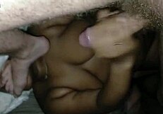 I feel a rain of cum while she dominates my face with her feet