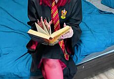 Slytherin boy roughly fucks tied Gryffindor student
