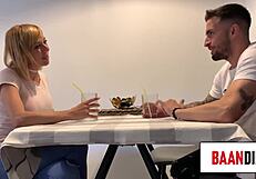 Intense licking of a hot blonde milf's big tits leads to a monster cock encounter