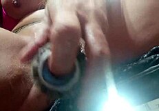 horny solo masturbation in usa salon with hairbrush
