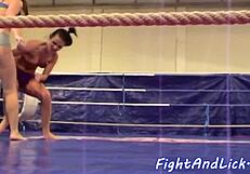 just some wrestling lesbos getting down with pussylicking in sixtynine