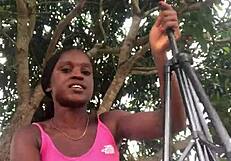 Crazybitch unboxes her outfit in front of strangers, revealing sexy lesbian antics