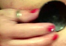 elly gets pounded from behind with dildo!