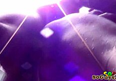 Damn! African amateur sucks cock outdoors by the pool!