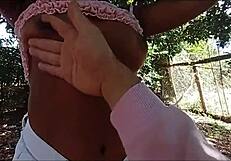 Netinha, that hot brunette, taking grandpa's big ass in the farm?