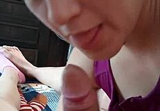 Watch her learn to suck that cock so well!