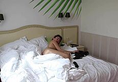 I, Sofi, tie myself up naked in this selfbondage session, feeling the ropes tight