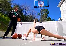 College basketball chick gets fucked in the ass by the head coach