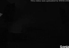 Lady Sonia subtly exposes her huge lingerie-clad globes while cheating.