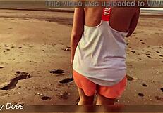 flashing tits at the sunset