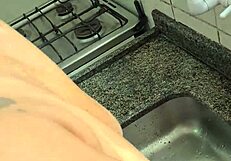 Guided masturbation in kitchen leads to orgasm