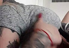 i watch this blonde girl with big tits moan while she masturbates her pussy and ass, cum everywhere