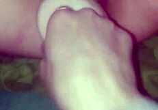 She fiercely fingers her wet pussy as I thrust gigantic dildo deep