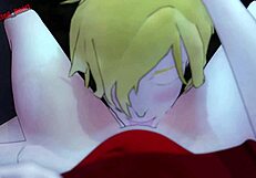 Jaune and Pyrrha engage in bold anal sex in hentai style.